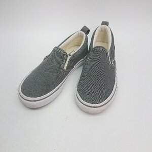 ◇ VANS ヴァンズ キッズ スニーカー カジュアル シンプル ロゴ スリッポン サイズ17ｃｍ グレー レディース メンズ E