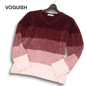 VOGUISH ヴォーギッシュ ルパート 秋冬 グラデーション ボーダー★ Vネック セーター ニット Sz.M メンズ　C4T11479_C#K