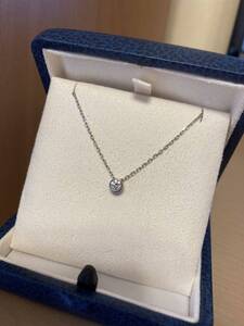 ミキモト ダイヤモンドネックレス　D0.18ct pt950 ケース付き！　MIKIMOTO フクリン