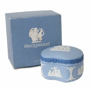 WEDGWOOD ウェッジウッド BEAN BOX 小物入れ ジャスパーウェア ペールブルー 箱 NT 美品 ABランク