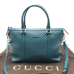 良品 GUCCI グッチ マイクロ グッチシマ 2way ハンド ショルダー バッグ ブルー ストラップ ブランド 鞄 k3878