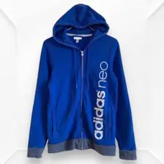 7541☆adidas neo アディダスネオ　パーカー　ブルー　フルジップ　M