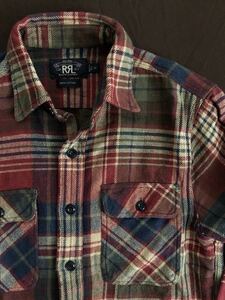 【希少】RRL FLANNEL PLAID CHECK SHIRT ダブルアールエル プレイド チェック フランネル シャツ ラルフローレン 激渋 好配色 L