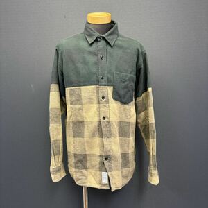 SILAS check pattern Shirt サイラス チェック パターン 切り替え シャツ size M 2トーン 長袖 メンズ