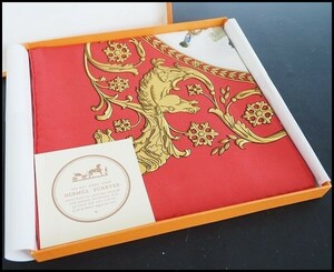 美品 エルメス HERMES カレ90『Promenade de Longchamps ロンシャンへの散歩』スカーフ シルク レディース Hermes Scarf 赤色系 368a