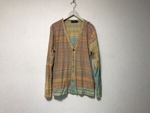 本物ポールスミスジーンズPaulSmith JEANSボーダー柄カラフルコットンニットカーディガン長袖セーターメンズビジネススーツイエローL日本製