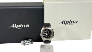 1円●美品♪ケース付き●Alpina アルピナ●クロノグラフ腕時計●AL-350x4A6●シルバー×ブラック 黒文字盤 SS 日付 デイト クオーツ