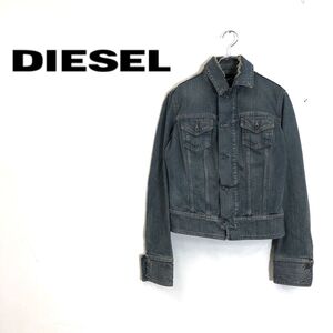 1I2451-G◆ DIESEL ディーゼル デニムジャケット ジージャン コンパクトサイズ ダメージ加工 ショート丈 ◆ sizeM ブルー コットン