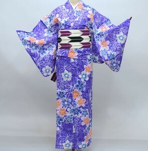 浴衣 単品 仕立て上がり 女性用 綿100％ 適合身長152-167cm 夏ごころ 花柄 古典柄 新品（株）安田屋 NO27682