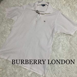 BURBERRYLONDON バーバリーロンドン　ポロシャツ　ノバチェック　ホースロゴ刺繍　ホワイト　ボタン刻印　海外製　サイズM 大きめ