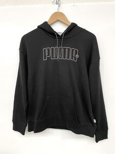 新品■PUMA プーマ レディース ロゴ パーカー S ブラック 黒 ピンクライン