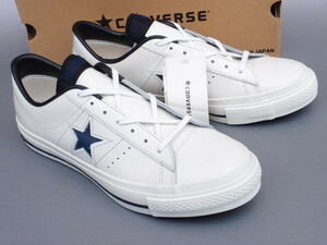 デッド!! US 9 1/2 / 28cm 未使用!! 希少カラー 日本製 converse ワンスター J WHT/NVY 白ｘ紺 レザー 箱付き