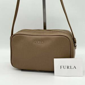 【極美品】FURLA フルラ LILLI リリー ポシェット サコッシュ ショルダーバッグ カメラバッグ 斜め掛け シンプル ベージュ 系 FB000317