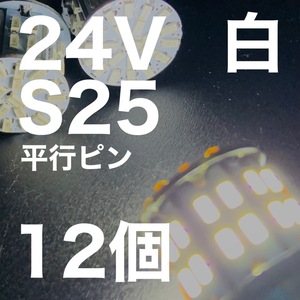 24V BA15S LED S25 平行ピン バスマーカー ナマズ デコトラ デコトラレトロ 大型車 3014チップ50連 ホワイト 白 トラック用 12個セット