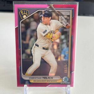 topps CHRISTIAN YELICH 2024 BOWMAN CHROME BASEBALL FUCHSIA REFRACTOR /299 シリ トレカ