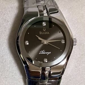 ★未使用 稼動品★BULOVA ブローバ★B137S★Always オールウェイズ★ダイヤ4P★クオーツ★レディース 腕時計★箱・説明書・ギャランティ付 