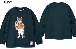 超ヘビーUSA/C どら焼き猫 ロングスリーブTEE◆go slow caravan ネイビーLサイズ 332803 ゴースローキャラバン ネコ ユニセックス