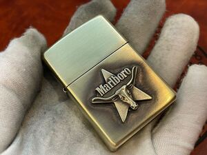 1円 ZIPPO ライター マルボロ Marlboroジッポ Zippoオイルライター真鍮製 中古品 喫煙グッズ ジッポー 火花確認済R603105