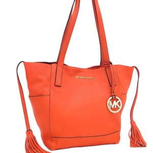 1円 ■ 美品 マイケルコース 2WAYバッグ オレンジ系 レザー 通勤 ショッピング MICHAEL KORS ■ E.Bmm.Gt-29