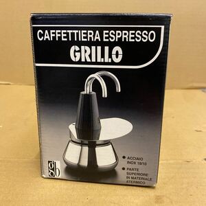 CAFFETTIERA ESPRESSO GRILLO エスプレッソ コーヒーメーカー コーヒーポット ステンレス ヴィンテージ 中古品