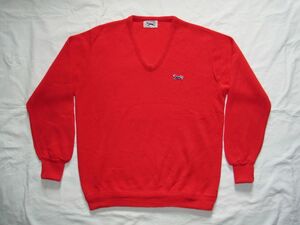 ☆ 70s USA製 ビンテージ JCPenney THE FOX Vネック セーター sizeL 赤 ☆古着 グランジ NIRVANA カート・コバーン着 カーディガン 80s