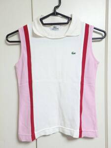 ラコステ LACOSTE ノースリーブ タンクトップ トップス ゴルフウェア 白ピンク赤 38 PF351S KHAOBZS