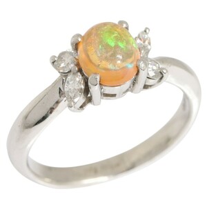 ファイアーオパール ダイヤモンド リング 0.82ct 0.23ct Pt900 12号 Fire opal Diamond