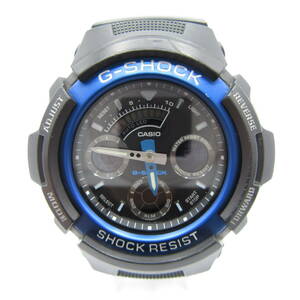 T1432☆CASIO G-SHOCK デジタル＆アナログ AW-591【4778】AW-591-2AJF ブラック×ブルー カシオ Gショック 中古【時計】