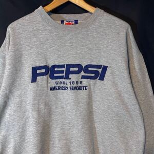 90s 当時物 PEPSI COLA 企業ロゴ 刺繍 スウェット ペプシコーラ　　90年代 オールド ビンテージ トレーナー 霜降りボディ 企業系 柳10327