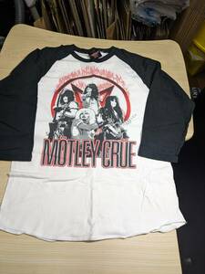 【服飾】 ビンテージ レア Tシャツ バンド 当時物? MOTLEY CRUE モトリークルー Anvil M 白黒 七分袖