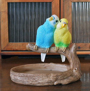 セキセイインコ ペア トレイ ダイカイ オブジェ 置物 鳥 小鳥 バード インコ セキセイインコ パタミン 雑貨 小物入れ トレイ