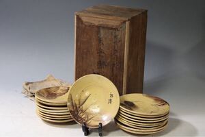 【英】B345 尾形乾山他 合作 古清水皿18件 日本美術 銘々皿 骨董品 美術品 古美術 時代品