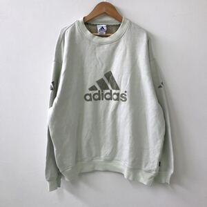 EI25 adidas パフォーマンスロゴ 90s 00s 長袖トレーナー スウェット 裏起毛 グリーン メンズ M