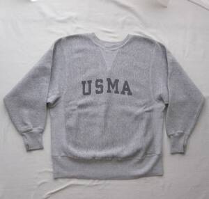 ☆ 70s 単色タグ チャンピオン USMA リバースウィーブ (M) 染み込み スウェットシャツ ヴィンテージ / トリコ タタキ 後付け usafa / navy