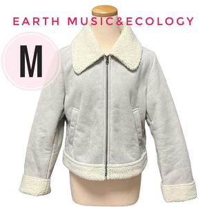 (管理B5)earth music&ecology フェイクムートン　ボア　ブルゾン　M