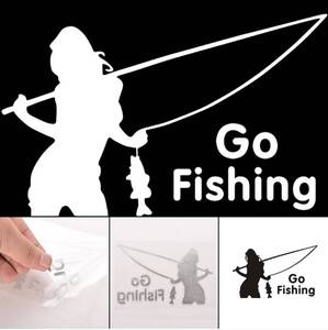 ★送料無料★ヤフオク最安★ フィッシングガール ステッカー アングラー必見 釣り人 fishing 魚 釣り 汎用 車 カーステッカー バス釣り