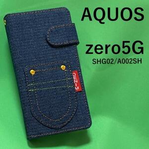 AQUOS zero5G SH-G02 A002SH デニム柄 手帳型ケース