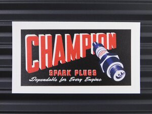 ◆送料\110◆【CHAMPION SPARK PLUGS・チャンピオン】※《ガレージステッカー・四角》　アメリカン雑貨　モーター レーシング