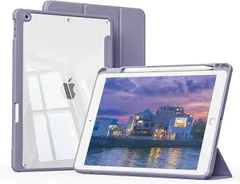 【在庫処分】KVTVOU iPad 9世代 ケース iPad 第9/8/7世代 透明 ケース 2021/2020/2019 iPad 10.2 カバー アクリル クリア Pencil 収納可能 三つ折りスタンドケース オートスリープ機能 軽量 薄型 耐