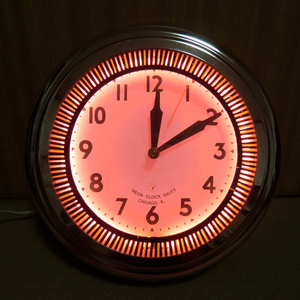 ★ 1930’s VINTAGE NEON CLOCK SALES CHICAGO. IL Art Deco スピンナー ネオンクロック ハリウッドランチマーケット 聖林公司 訳あり！ 