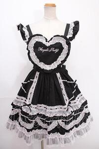 Angelic Pretty / Heart胸あて付スカート(無地) 黒×ピンク Y-24-12-25-051-AP-SK-SZ-ZY