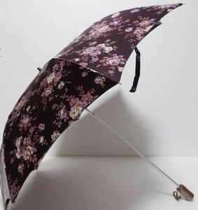 新品 大手百貨店販売商品 シルク使用 高級折りたたみ日傘 花柄 パープル系