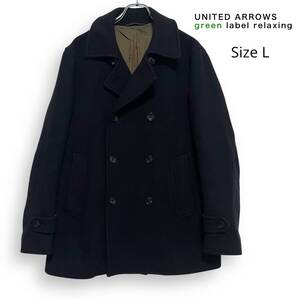 UNITED ARROWS green label relaxing ユナイテッドアローズ ウール コート ピーコート ブラック L