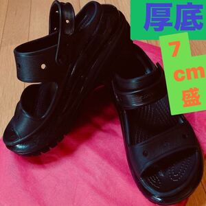 クロックス Crocs MEGA CRUSH SANDAL 厚底 メガクラッシュ サンダル 27cm BLACK 黒 クロッグ サボ ストラップ ベルト ユニセックス Y2K