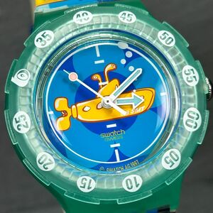 美品 SWATCH スウォッチ SCUBA200 ビートルズ イエロー・サブマリン AG1997 腕時計 クオーツ アナログ スケルトン ダイバーズ 電池交換済み