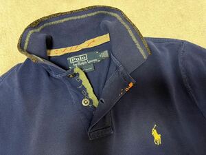 送料込 POLO Ralph Lauren ビーズポロシャツ ネイビー カスタムフィット M 紺 vintage レア