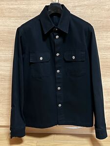 CHROME HEARTS クロスボタン ヘリンボーン Mサイズ ブラック クロムハーツ WORK DOG SHIRT JACKET 長袖