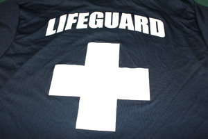 ★ ミリタリーTシャツ フェア ★ 沖縄米軍　LIFE GUARD ライフガード 半袖 プリント Tシャツ ネイビー S 新品同様 インナー サバゲー用