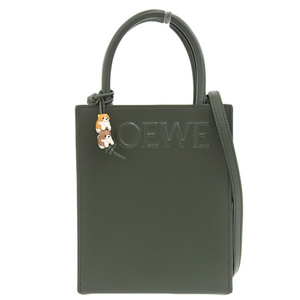 ロエベ LOEWE スタンダード A5 2WAYバッグ ショルダーバッグ ハンドバッグ ロゴ レザー カーキ 中古 新入荷 OB2151