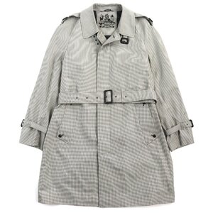 極美品★Aquascutum アクアスキュータム 千鳥柄 ベルト付 比翼仕立て トレンチコート ブラック グレー 40 ハンガー・ガーメント付 正規品